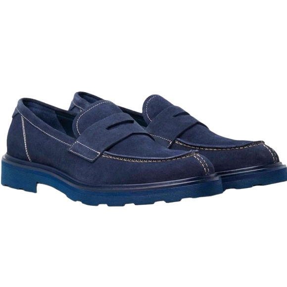 New in Luxe Box GOOD MAN BRAND Navy Lexington Italian Suede Loafer Russel Wilson main image 4